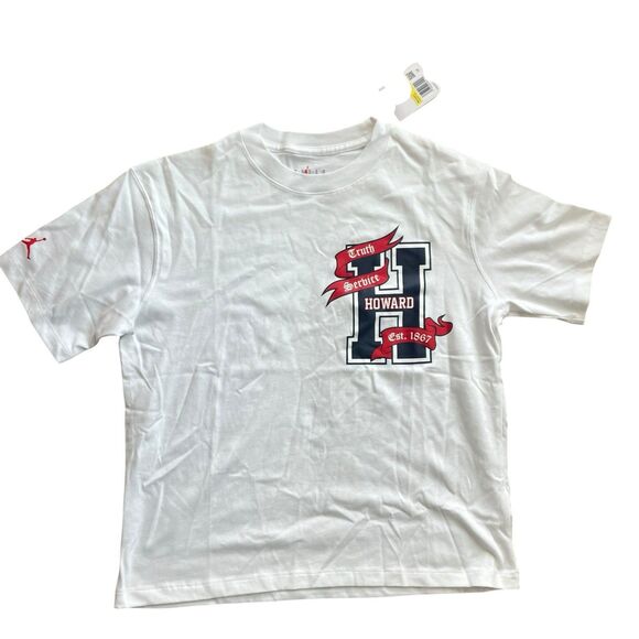 Nike T-Shirt WMNS S White Air Jordan Howard University Heavy Weight HBCU Jumpman - Picture 9 of 9